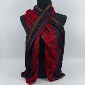 LOFT Red and Purple Floral Scarf